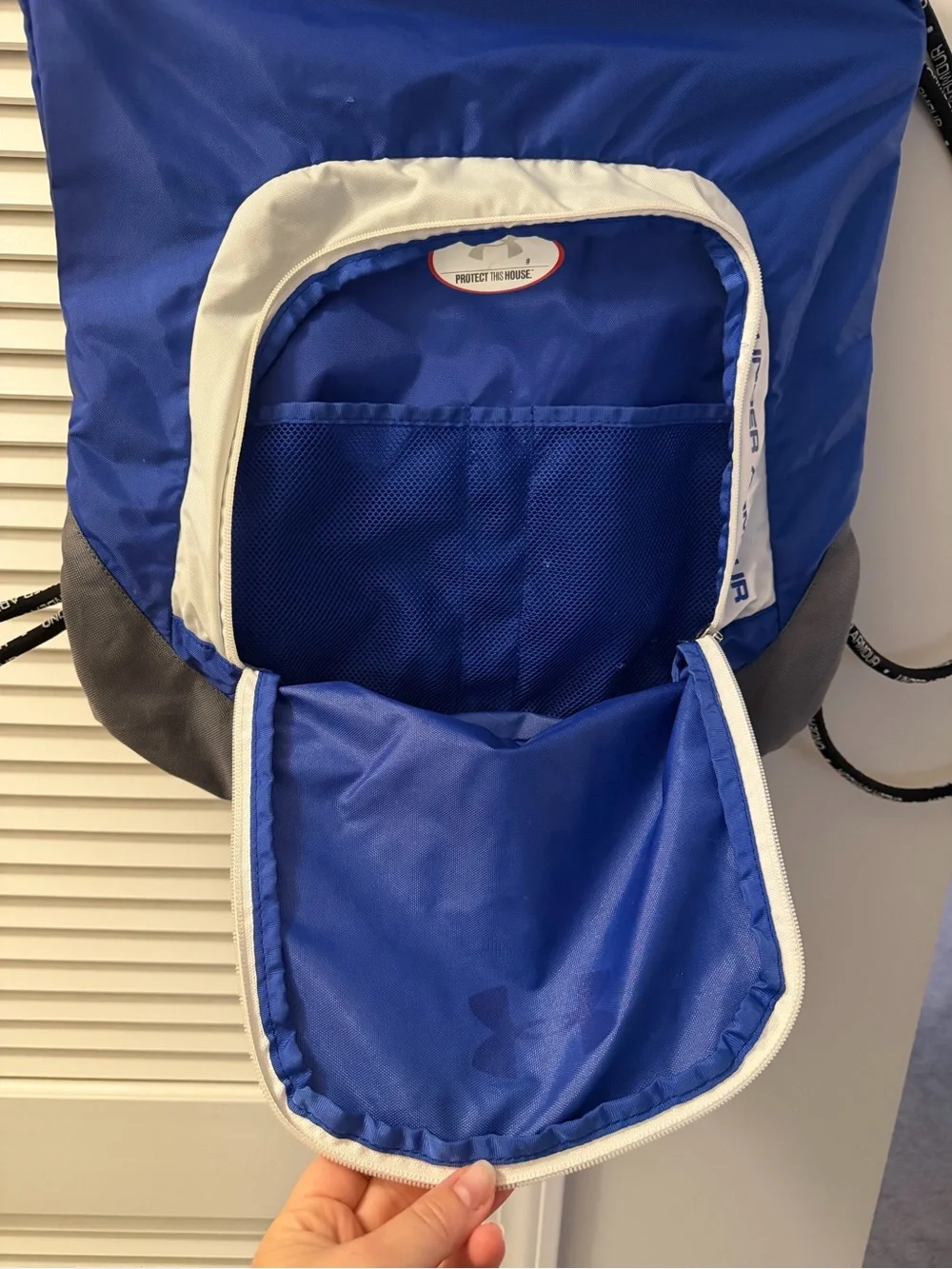 Under Armour Royal Blue and Gray Drawstring Backpack